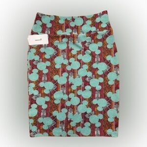 NWT Disney Mickey Mouse Green/Turquoise Stretchy Knee-Length Pencil Skirt